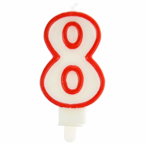 Number 8 Candle Red